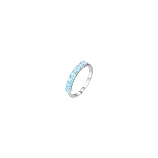 ANELLO DONNA IN ACCIAIO CON ZIRCONI ACQUAMARINA