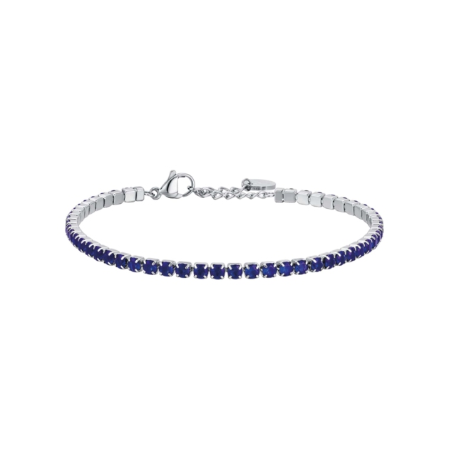 BRACCIALE TENNIS UOMO IN ACCIAIO CON CRISTALLI BLU