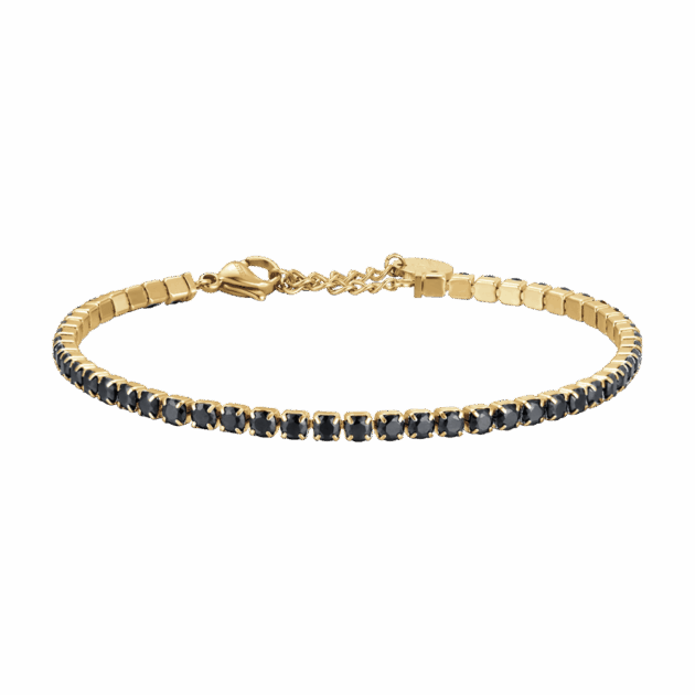 BRACCIALE UOMO IN ACCIAIO IP GOLD CON CRISTALLI NERI