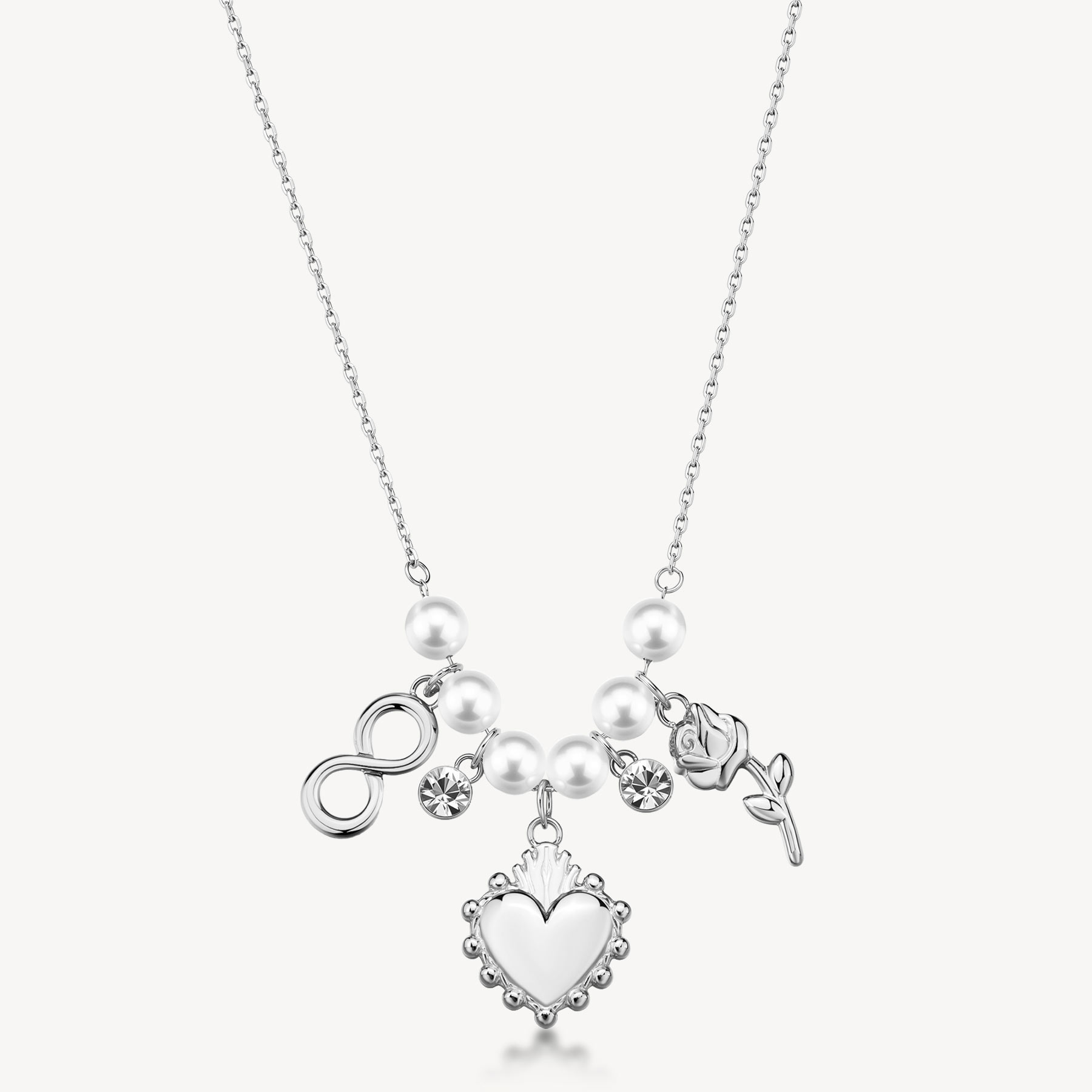 Collana CHAKRA in acciaio 316L, con pendenti cuore