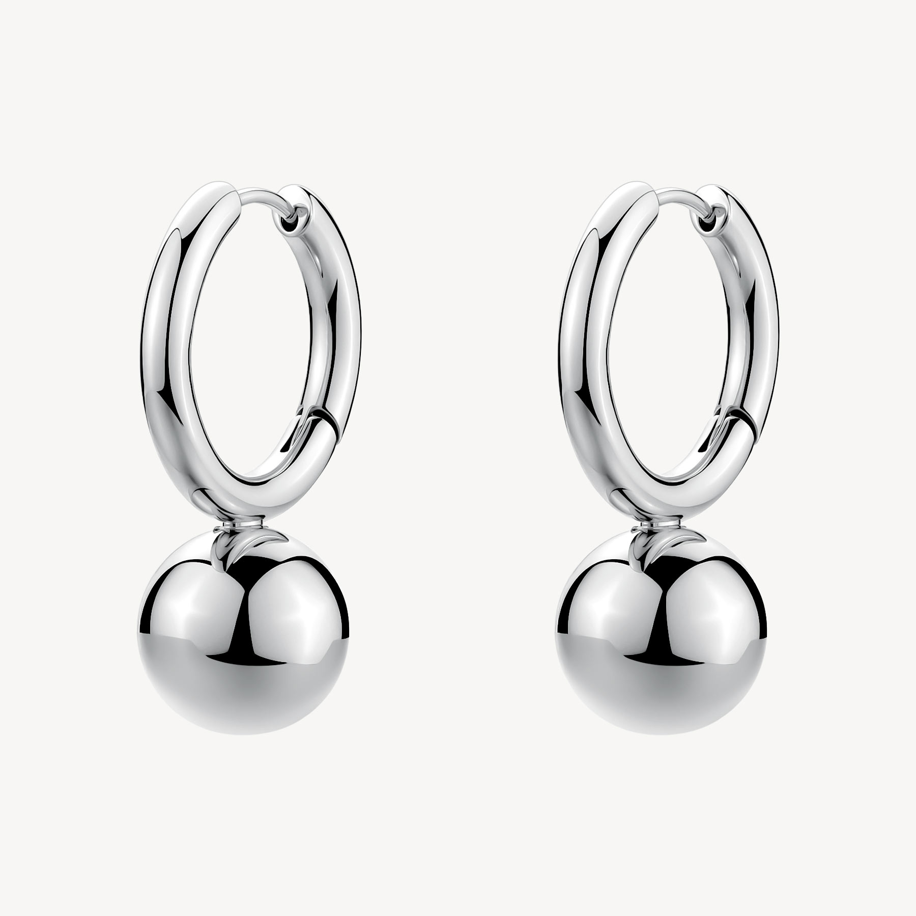 Orecchini a cerchio PERFECT in acciaio 316L, con sfera
