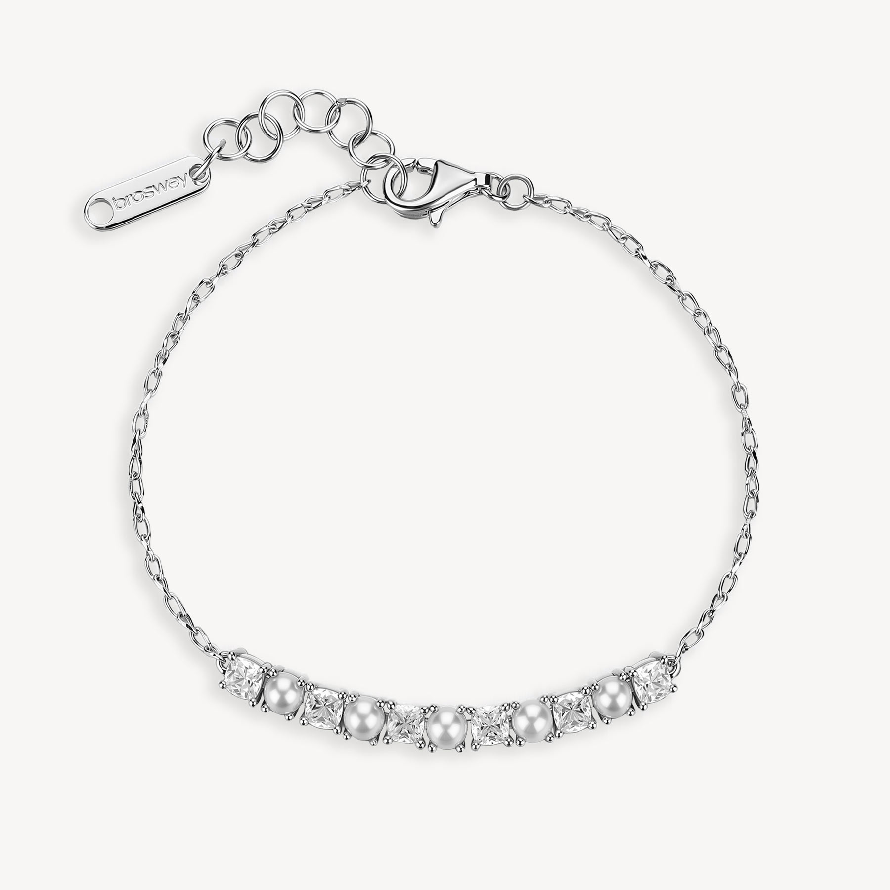 Bracciale FANCY in argento 925/1000 rodiato, con perline e cubic zirconia