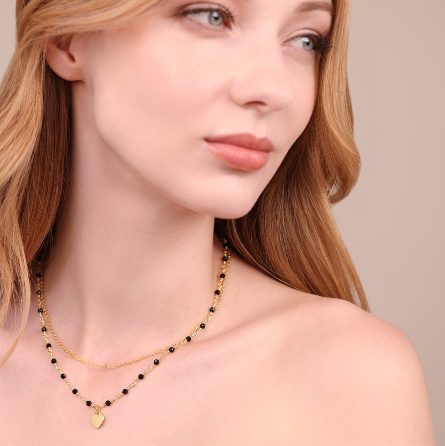 Collana Rosario Multifilo con Ciondolo Cuore e Pietre Naturali di Quarzite - immagine 3