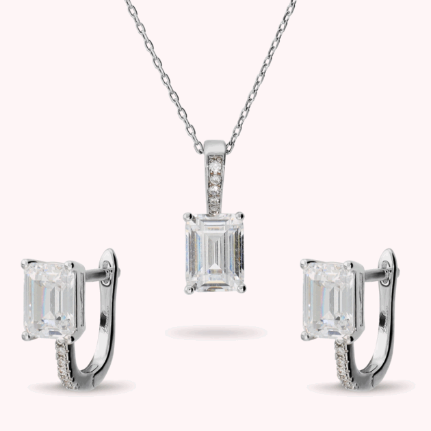 Set Bronzallure Collana + Orecchini con Cubic Zirconia a Baguette