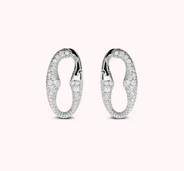 Orecchini Maxi Maglia Marina con Pavé di Cubic Zirconia