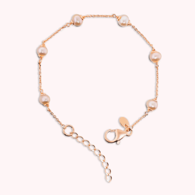 Bracciale con Perle Rosa d'Acqua Dolce Ø5/5.5mm