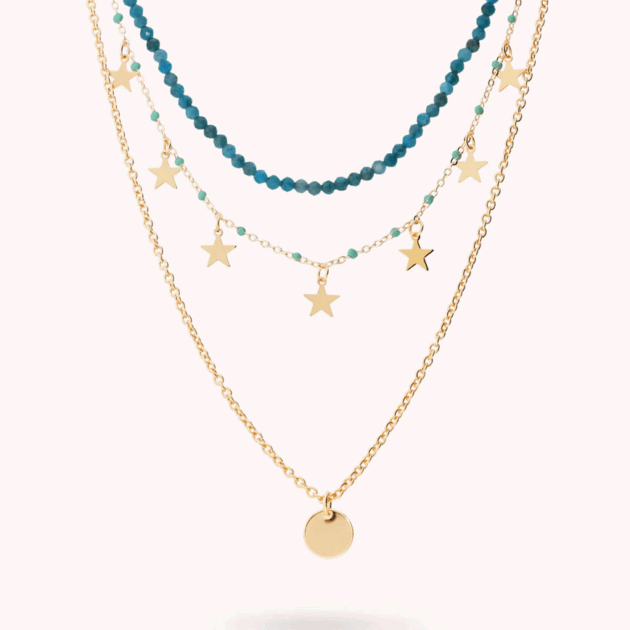 Collana Multifilo con Ciondoli Stella e Pietre Naturali