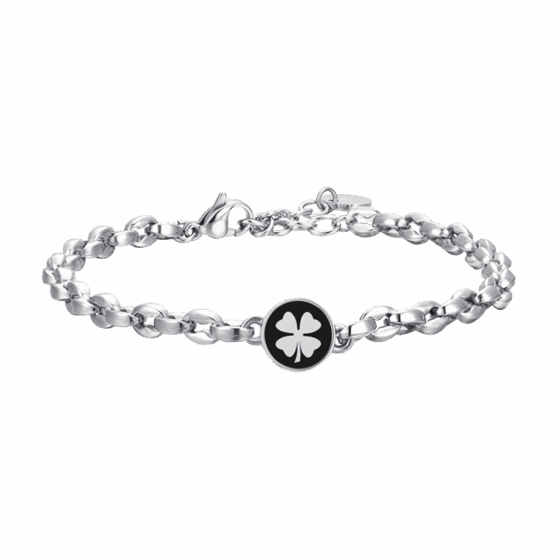 BRACCIALE UOMO IN ACCIAIO CON QUADRIFOGLIO