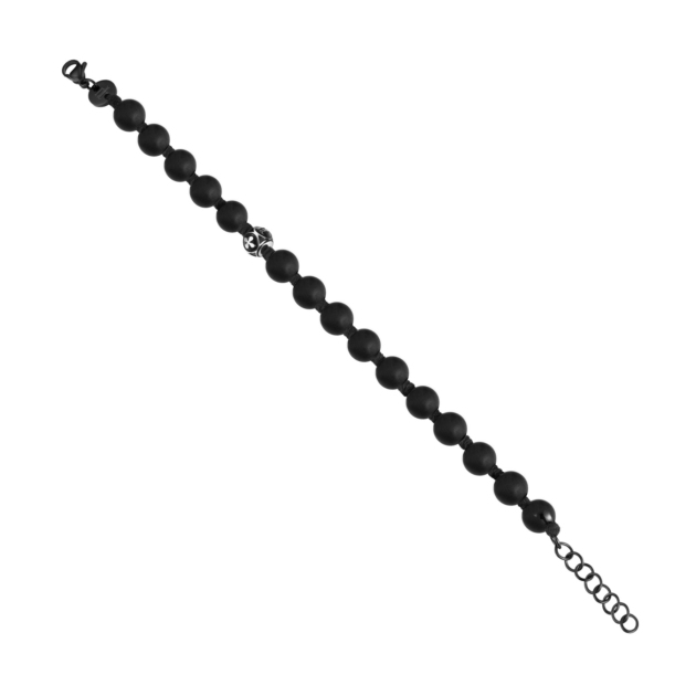 POLICE bracelet in 316L steel, pvd black finish, with matte onyx beads