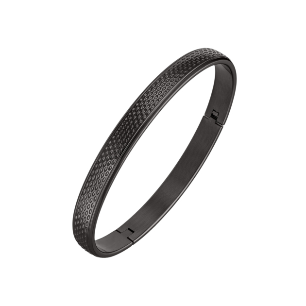 Bracciale rigido POLICE in acciaio 316L, finitura pvd colore gun, con texture