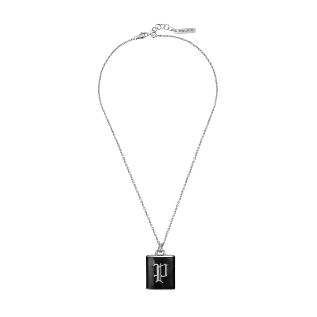 POLICE necklace in 316L steel, with pendant and black enamel