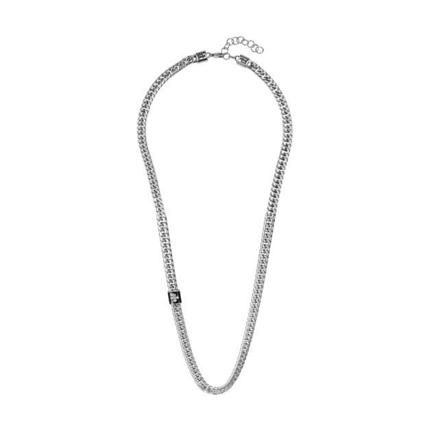 POLICE necklace in 316L steel, with sliding element and black enamel